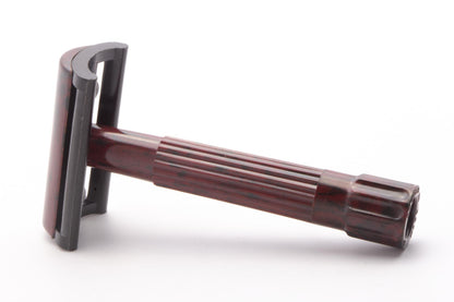 1930's Red Marble Bakelite Slant Double Edge Safety Razor | Original Condition