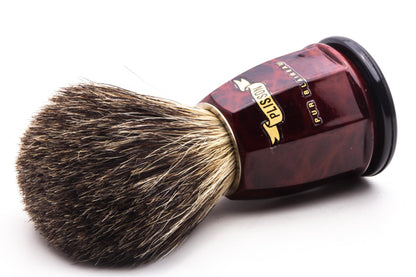 Plisson 1808 |  Russian Gray Faceted Badger Walnut Burl Shaving Brush