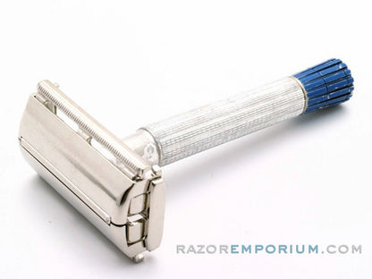 1955 A4 Gillette Blue Tip Light Super Speed Safety Razor