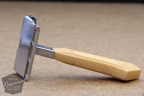 Gem 1940's G-Bar Single Edge Razor with Cream Handle