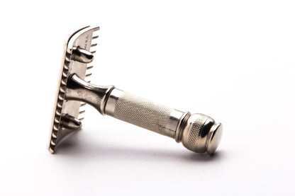 1940's Gillette Open Comb Travel Tech Double Edge Safety Razor | Factory Nickel Revamp