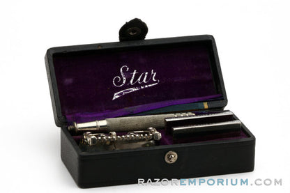 1920's Star Kampfe Brothers Single Edge Safety Razor 1912 Style w/ Orig. Leather Case