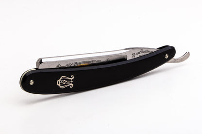 7/8" Filarmonica "Doble Temple" #14 Black/Silver Inlay Straight Razor w/ Coffin | Spain