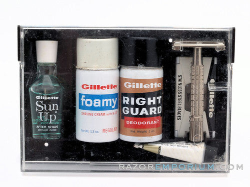 1963 Gillette I4 Flare Tip Super Speed Safety Razor Vacation & Travel Kit