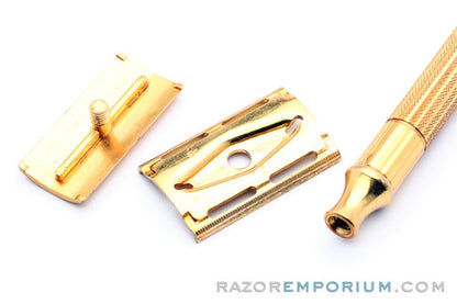 1947-51 Gillette Fat-Handle Tech Gold DE Safety Razor
