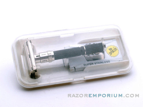 1974 U4 Gillette Super Adjustable 109 Safety Razor Set w/ Case & Blade Bank