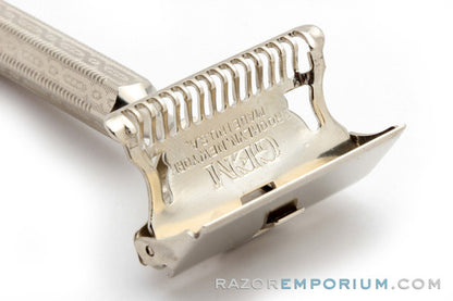 1940's Gem 1912 Style Single Edge Safety Razor | Factory Nickel