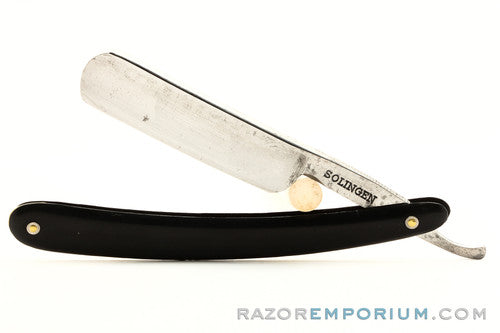 6/8" Vintage Straight Razor w/ Black Acrylic Scales | Solingen