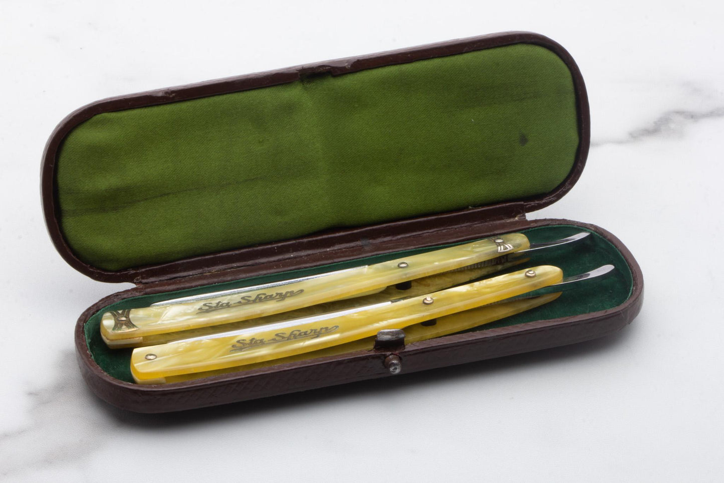 5/8" Vintage Restored F. Koeller & Co Sta-Sharp Straight Razor Set