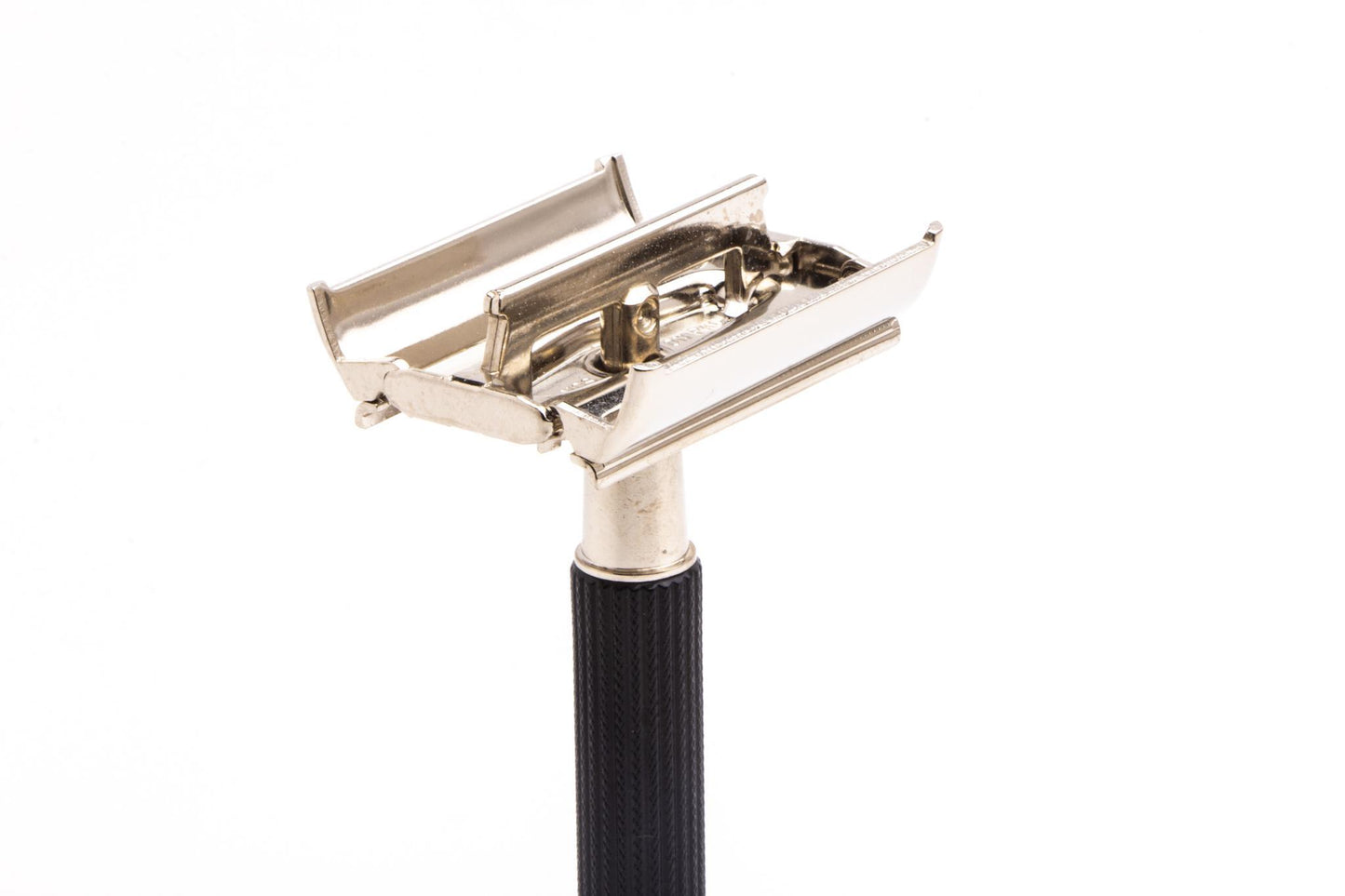 1975 V4 Gillette Black Handle Super Speed TTO Razor | Factory Nickel Revamp