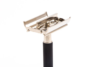 1975 V4 Gillette Black Handle Super Speed TTO Razor | Factory Nickel Revamp