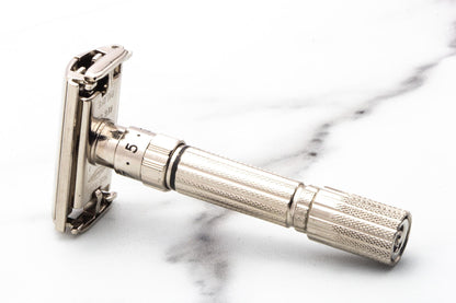 1958 D3 Gillette Fatboy TTO Adjustable Double Edge Safety Razor | Factory Nickel Revamp