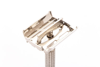 1959 E3 Gillette Flare Tip Regular Super Speed Safety Razor | Factory Nickel Revamp