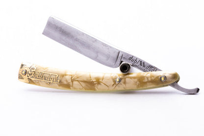 5/8" Dubl Duck Pearlduck Goldedge Straight Razor Original Gold Inlay Celluloid Scales | Solingen, Germany