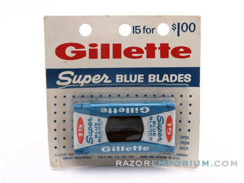 Gillette Super Blue Double Edge 15 - New Old Stock (NOS) Razor Blades ...