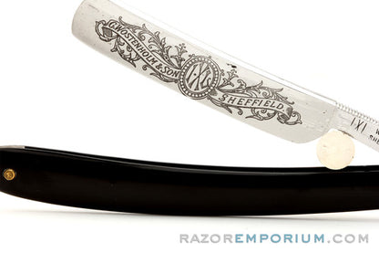 4/8" George Wostenholm and Son Engraved Round Tip Straight Razor w/ Case | Sheffield England