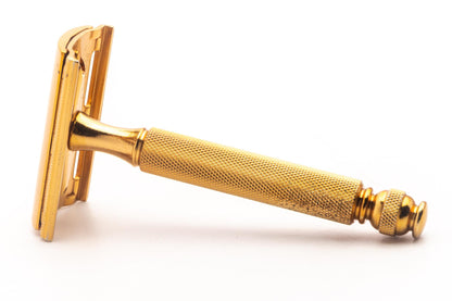 1940's Gillette Gold Ball End Tech Razor w/ Electro Etched Logo Cap | Original Condition