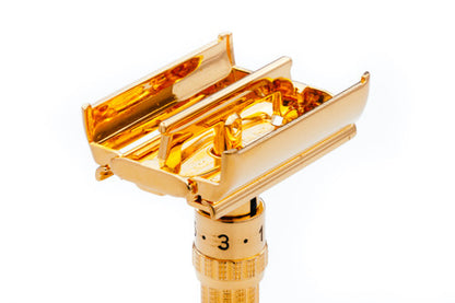1961 Gillette Slim Aristocrat Adjustable D E Safety Razor | 24K Gold Revamp