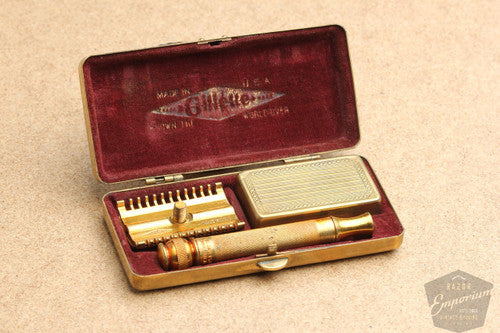 Gillette 1910s Floral Case with 1930s Long Comb New