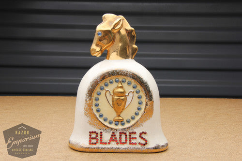 Golden Horse & Trophy Porcelain Blade Safe & Razor Holder