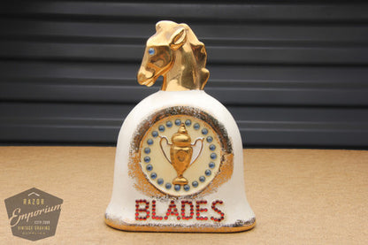 Golden Horse & Trophy Porcelain Blade Safe & Razor Holder