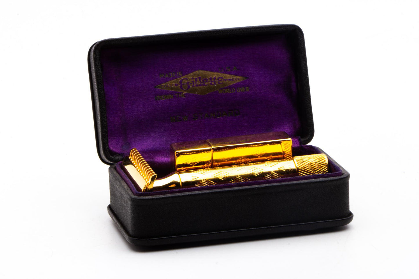1925 Gillette New Standard Double Edge Safety Razor Set | 24K Gold Revamp