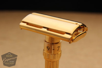 Gillette 1965 Slim Adjustable Safety Razor J4 * 24K Gold REVAMPED