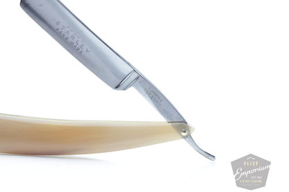11/6" Moss's Stanley Round Tip Straight Razor | Handcrafted Custom Blonde Horn Scale