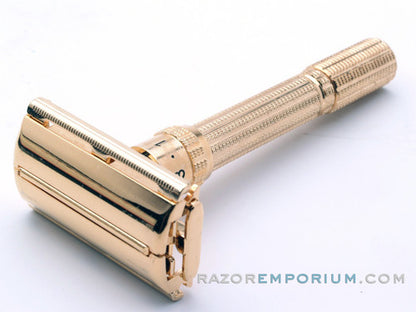 1964 J3 Gold Gillette Slim Adjustable Aristocrat Safety Razor W/ Case & Bladebank