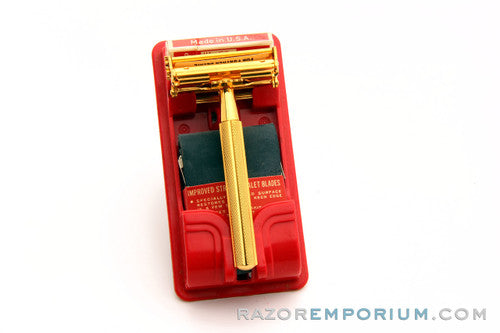 Valet Auto Strop Gold Razor Set w/ Box New Old Stock