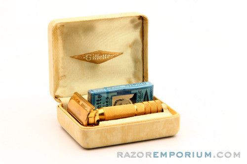 1940 Gillette Milady Decollete DE Safety Razor in White Case (Christmas special edition)