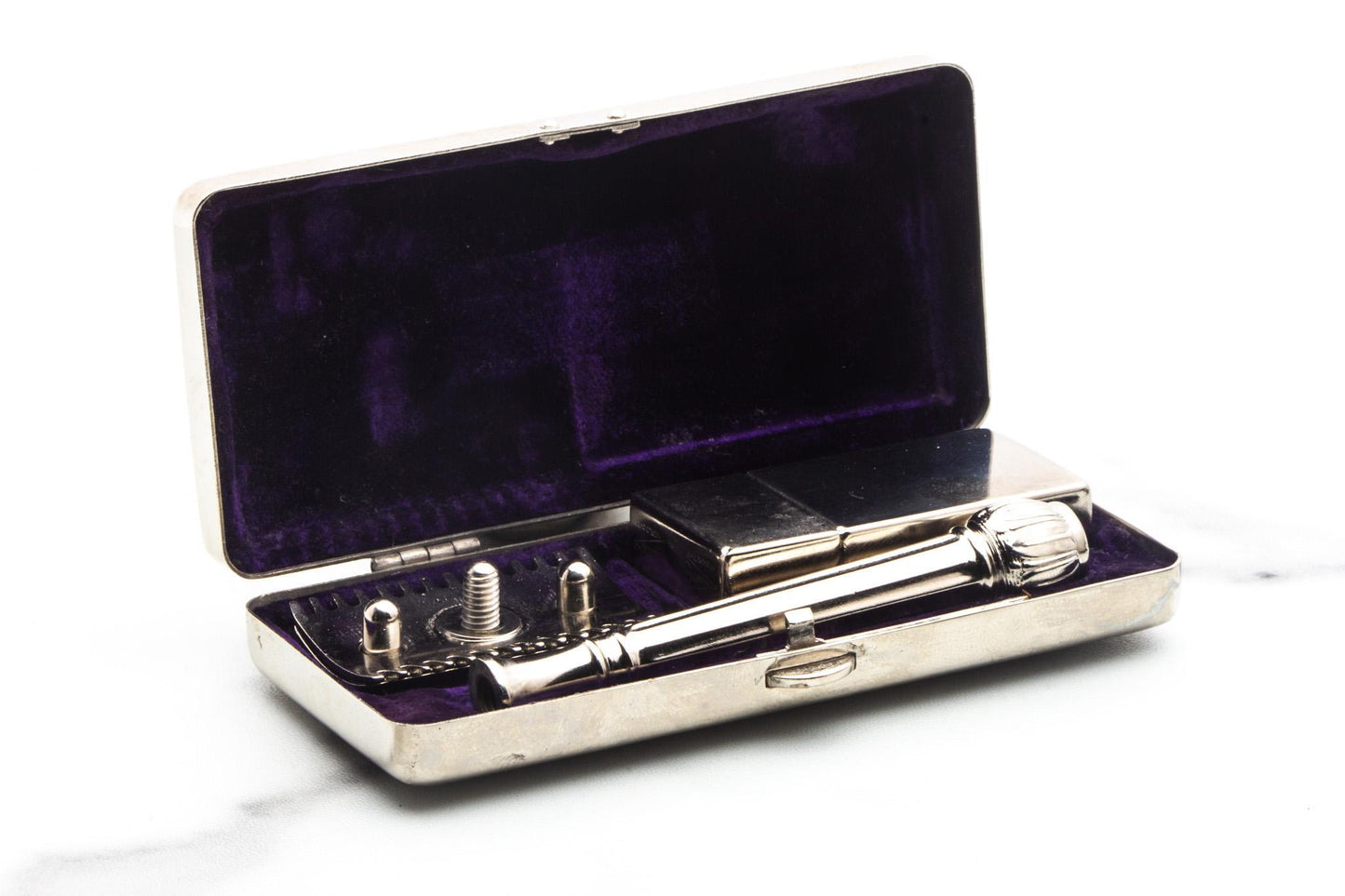 1909 Gillette ABC Pocket Edition Ball End Double Edge Safety Razor with Floral Case | Original Condition