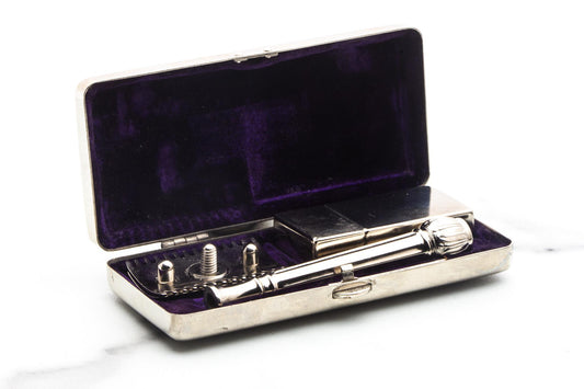 1909 Gillette ABC Pocket Edition Ball End Double Edge Safety Razor with Floral Case | Original Condition