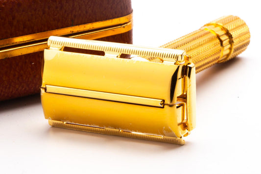 1940's Gillette Gold Aristocrat Double Edge Safety Razor Set | Original Condition