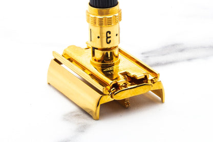 1970 P4 Gillette Super Adjustable 84mm Double Edge Safety Razor | 24k Gold Revamp