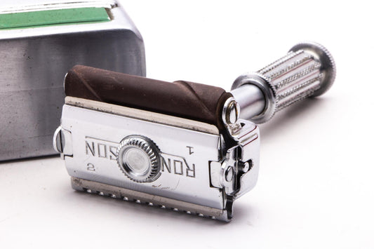 1930's Ronson Self Sharpening Double Edge Razor Set | Original Condition