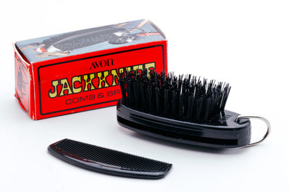 Avon Black Jackknife Comb and Brush