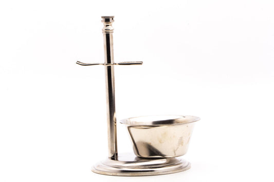 Metal Razor & Brush Stand With Shaving Bowl