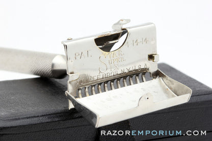 1919 Kampfe Brothers Star Super Six  Single Edge Safety Razor w/ Orig. No. 4 Black Leather Case