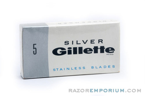 5 Gillette Silver Stainless Double Edge - New Old Stock (NOS) Razor Blades