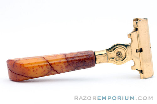 1940's Schick Gold Injector Faux Burl Bakelite Handle