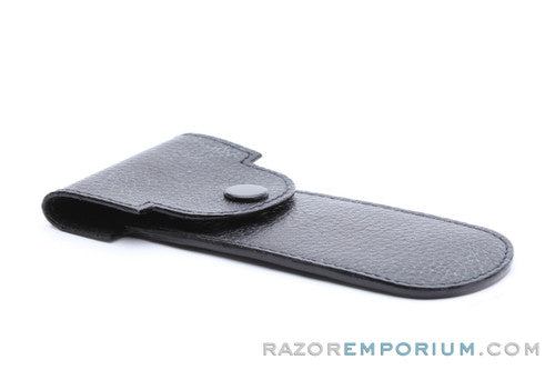 Parker | Black Leather Safety Razor Travel Pouch With Button