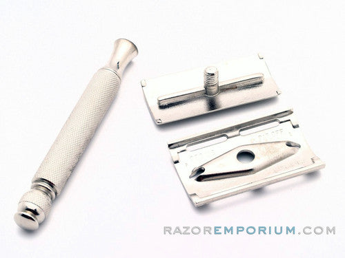 1960 F1 Gillette Ball End Tech DE Safety Razor Factory Nickel