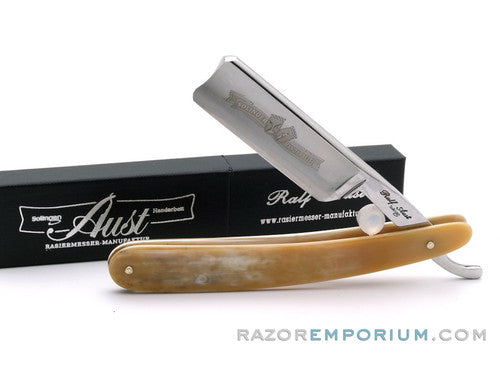 7/8" Ralf Aust Spanish Tip  Straight Razor | Horn Scales