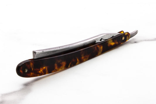 5/8" Vintage Restored G. Wostenholm & Sons Straight Razor With Faux Tortoise Shell Scales
