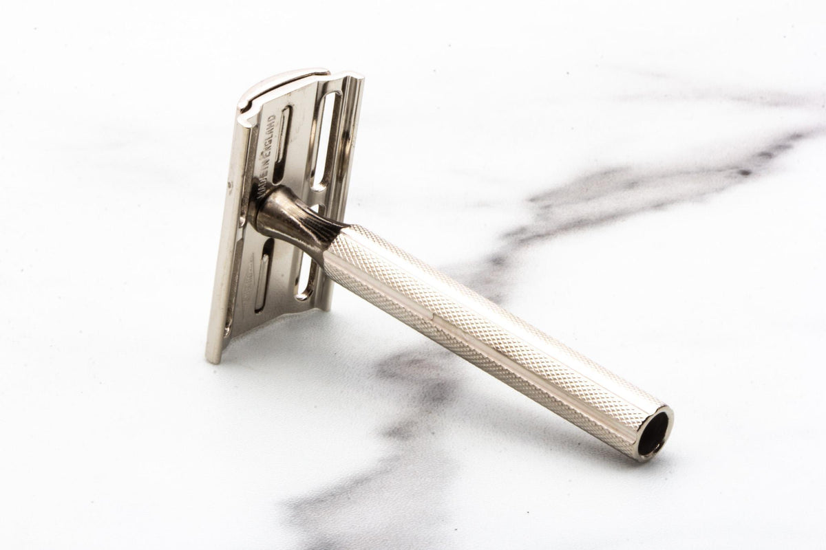 1940's Gillette British Thin Handle Tech Varient Double Edge Razor | Factory Nickel Revamp