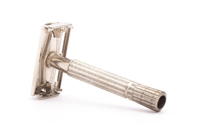 1959 E3 Gillette Flare Tip Regular Super Speed Safety Razor | Factory Nickel Revamp
