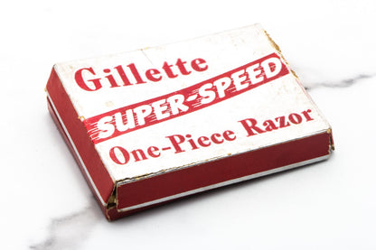 1940's Gillette Super Speed Double Edge Safety Razor Set w/ Original Cardboard Box | Original Condition
