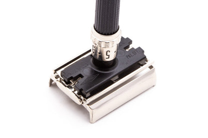 1980 A1 Gillette Super Adjustable "Black Beauty" DE Safety Razor | Factory Nickel Revamp