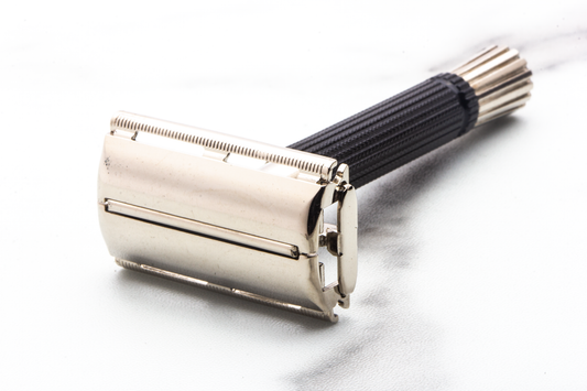 1975 V2 Gillette Black Handle Super Speed Double Edge Safety Razor | Factory Nickel Revamp